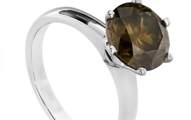 No Reserve Price - Ring - 14 kt. White gold - 3.10 tw. Yellow Diamond (Natural coloured)