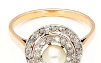 No Reserve Price - Ring - 18 kt. Yellow gold Diamond (Natural) - Pearl