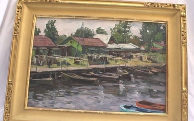 OIL ON BOARD RUSSIAN PAINTING BY "VASSILY BORISENKOV" LISTED ARTIST
