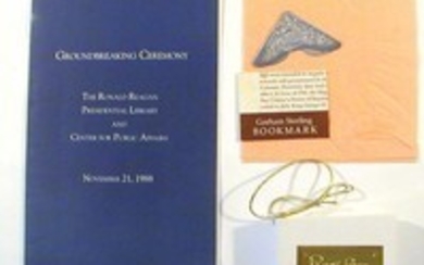 Official Program and Sterling Bookmark from the Groundbreaking Ceremony of the Ronald Reagan Presidential Library