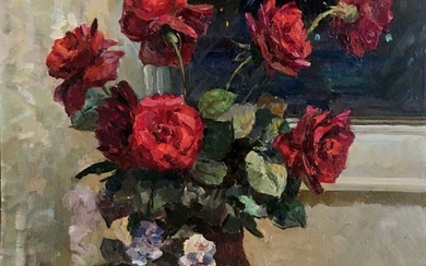 Oil painting Red roses Natalya Alexandrovna Savitskaya