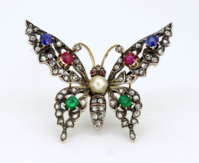 Other - 15 kt. Gold, Silver - Brooch Mixed