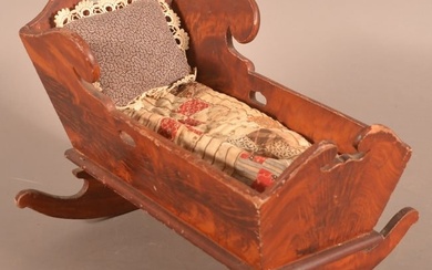 PA 19th C. Feather Grain-Painted Doll Cradle.