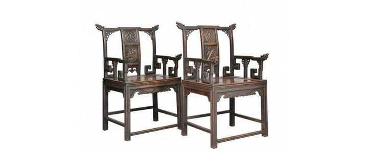 PAIR OF 19TH CENTURY CHINESE CARVED ARMCHAIRS