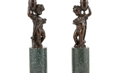 PAIR OF FRENCH BRONZE FIGURES OF PUTTI 19TH CENTURY
