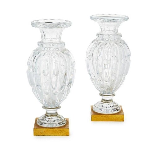 PAIR OF GILT BRONZE MOUNTED BACCARAT GLASS VASES LATE 19TH/ ...