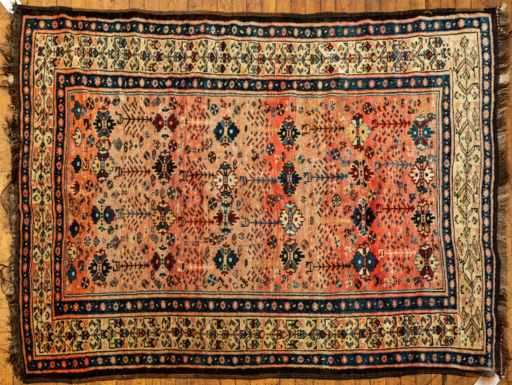 PERSIAN HANDWOVEN WOOL RUG, 20TH C., W 4' 6", L 6' 3"