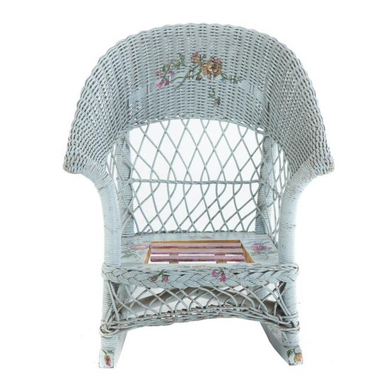 Painted & Decorated Wicker Childs Rocker