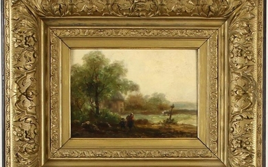 Paintings, engravings, etc. - Leon Schulman (1851-1943), 'Summer landscape, surroundings of 's Graveland, Hilversum 1897', oil on panel, signed -27 x 18,5 cm