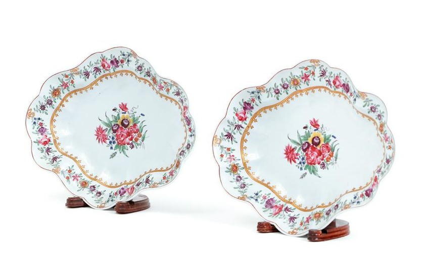 Pair Chamberlain Painted Porcelain Platters