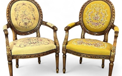 Pair Of Louis XVI Style Fauteuil Chairs
