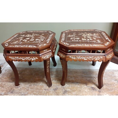 Pair of 20th Century Chinese Rosewood jardinière stands d:48...