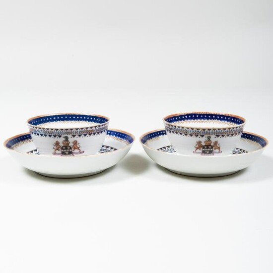 Pair of Chinese Export Armorial Porcelain Teabowls and