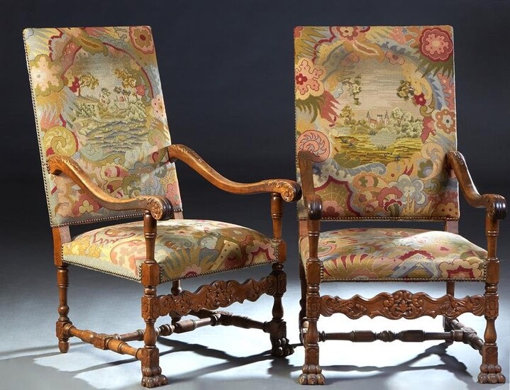 Pair of French Renaissance Style Carved Walnut