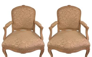 Pair of Louis XV Style Bergère Armchairs