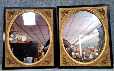 Pair of mirrors in gilded and lacquered wood, Napoleon III period - Wood - Late 19th century