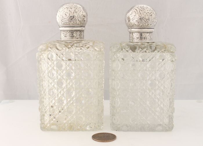 Perfume bottle, Scent bottle (2) - .925 silver - Sampson Mordan & Co, London - England - 1891