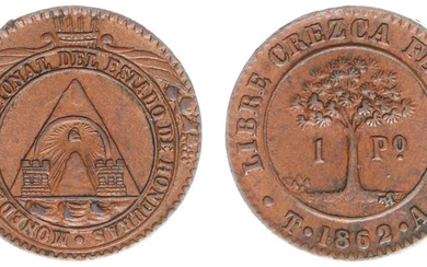Peso 1862 T-A, Tegucigalpa mint (KM24) - Obv: Pyramid /...
