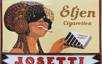 Plaque en émail Josetti Eljen Cigarettes - à l'état de rêve, Berlin vers 1920 Plaque...