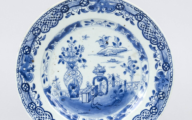 Plate with cobalt blue garden decora