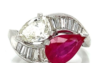 Platinum Diamond & Ruby Ring