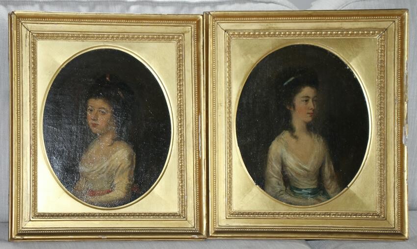 Portraits of Young Women, Oil on Board
