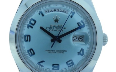 ROLEX Day-Date II 41mm Automatic Watch 218206/2019 Platinum Ice Blue