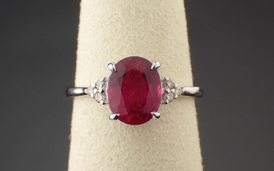 RUBY, DIAMOND AND 14K GOLD RING