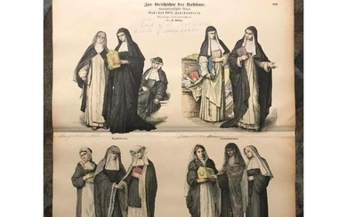Rare 19thc German Handcolored Costume Plates, Nuns