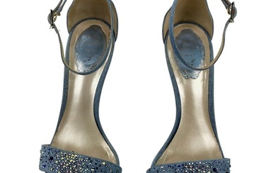 Rene Caovilla Embellished Denim Strappy Sandals Heels , Size 38/ 8