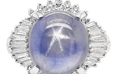 Ring Platinum Star Sapphire - Diamond