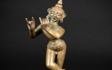 Ritual object (1) - Bronze - Deity - Krishna Venugopala - India - 18th century