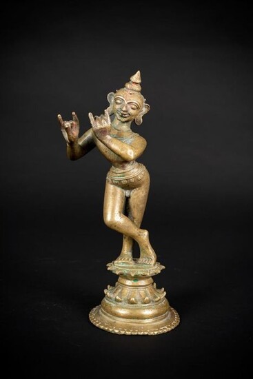 Ritual object (1) - Bronze - Deity - Krishna Venugopala - India - 18th century