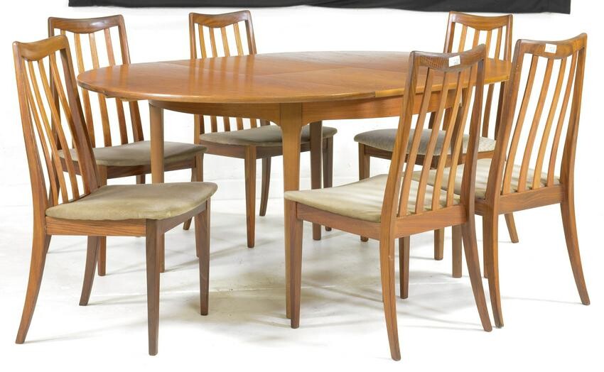 Round Mid Century Modern Table & 6 Chairs