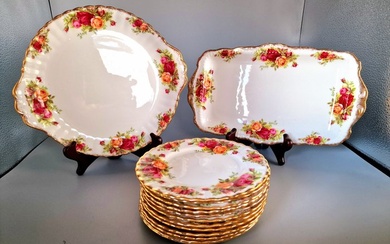 Royal Albert - Pastry/cake set (14) - Old Country Roses - Porcelain