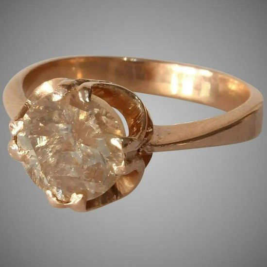 Russian Diamond Ring | 14K Rose Gold | Round Fancy