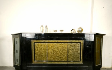 SMA Mobili - Bar - Bar sideboard - Burr walnut, Glass, Marble, Lacquered wood