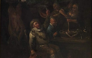 Scuola Fiamminga del XVII secolo - Preparazione della salsiccia