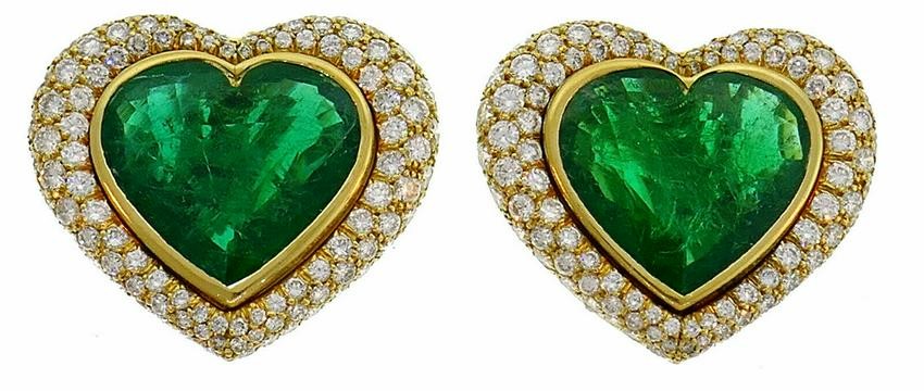 SeidenGang Heart Emerald Diamond Yellow Gold EARRINGS