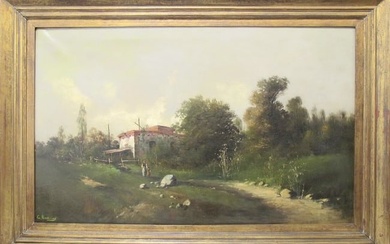 Signed RENIER oil on canvas landscape painting