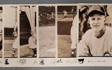 Six 1952 8 x 10 baseball photographs with Kiner Schoendienst Lemon etc