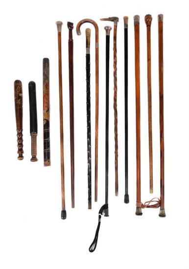 Six various silver mounted walking sticks