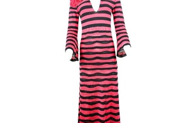 Sonia Rykiel Paris Pink and Navy Striped Maxi Dress w/