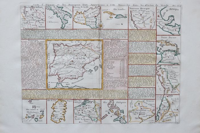 Spain; Chatelain - Carte d'Espagne et des Principaux Etats Appartenans - 1720