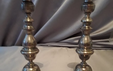 Spanish silver pair of candlesticks