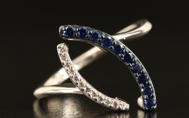Sterling Sapphire and White Sapphire Navette Ring