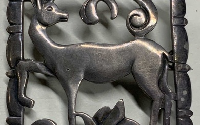 Sterling Silver Art Nouveau Deer Brooch