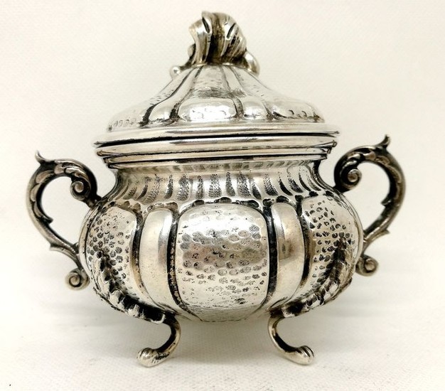 Sugar bowl, Elegant Italian Silver Sugar Bowl - .800 silver - Italy - mid 20th century
