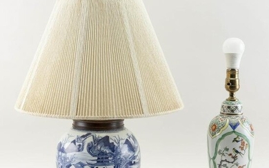 TWO PORCELAIN TABLE LAMPS Late 19th Century Heights