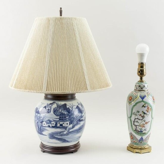 TWO PORCELAIN TABLE LAMPS Late 19th Century Heights